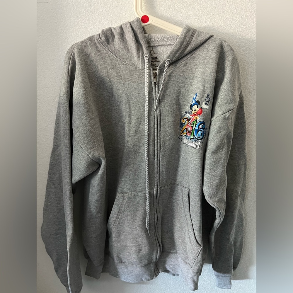 Disney World 2016 Grey Zip Up Hoodie.